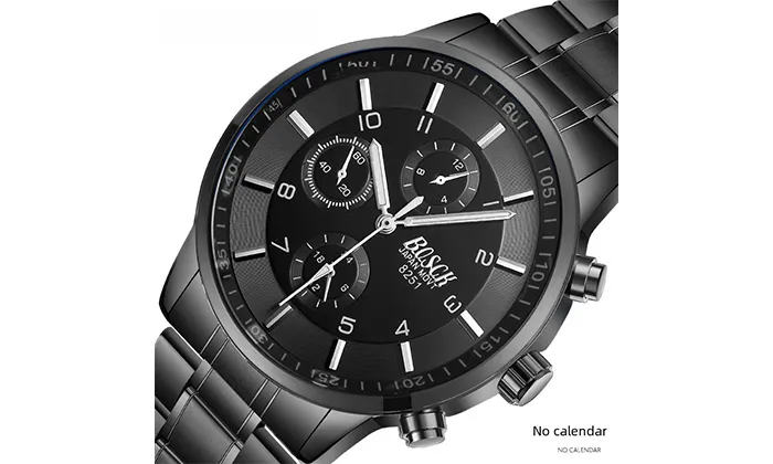 Ultra-Thin Men's Black Gold Steel Band Sports Luminous Waterproof Watch