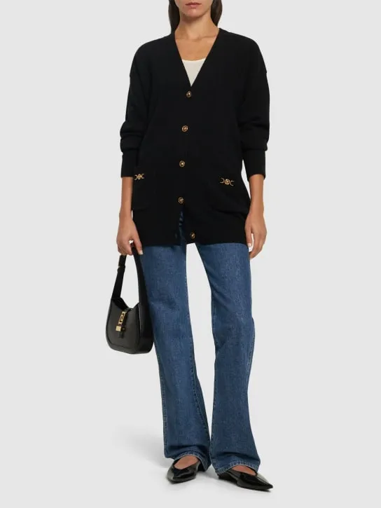 Versace   Knit long cardigan w/ medusa logo 