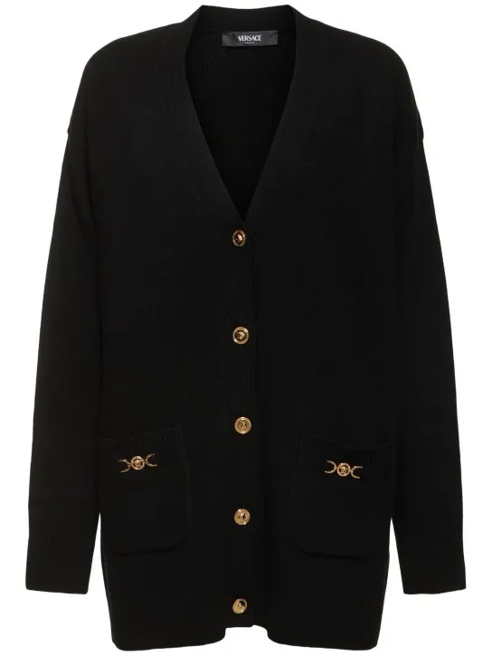 Versace   Knit long cardigan w/ medusa logo 