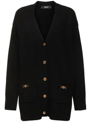 Versace   Knit long cardigan w/ medusa logo 