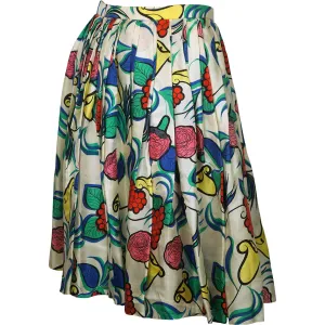 Vintage Early 1960s Floral Printed Silk Skirt Saks Fifth Avenue New York Sz XS S