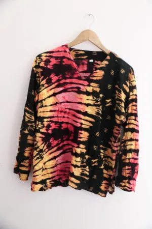 Vintage Tie Dye women large multi long sleeve blouse