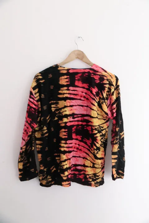 Vintage Tie Dye women large multi long sleeve blouse