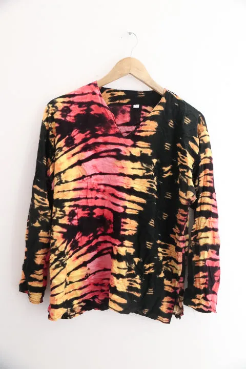 Vintage Tie Dye women large multi long sleeve blouse