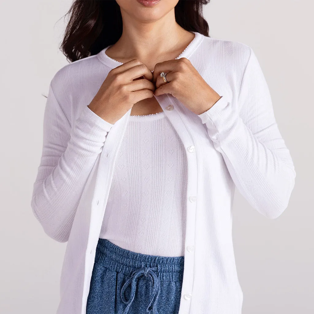White Pointelle Women's Cardigan