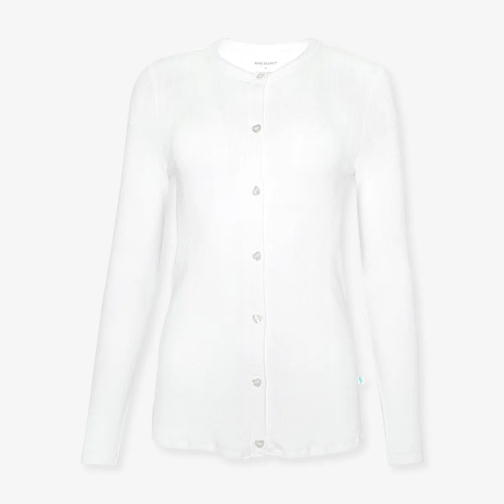 White Pointelle Women's Cardigan
