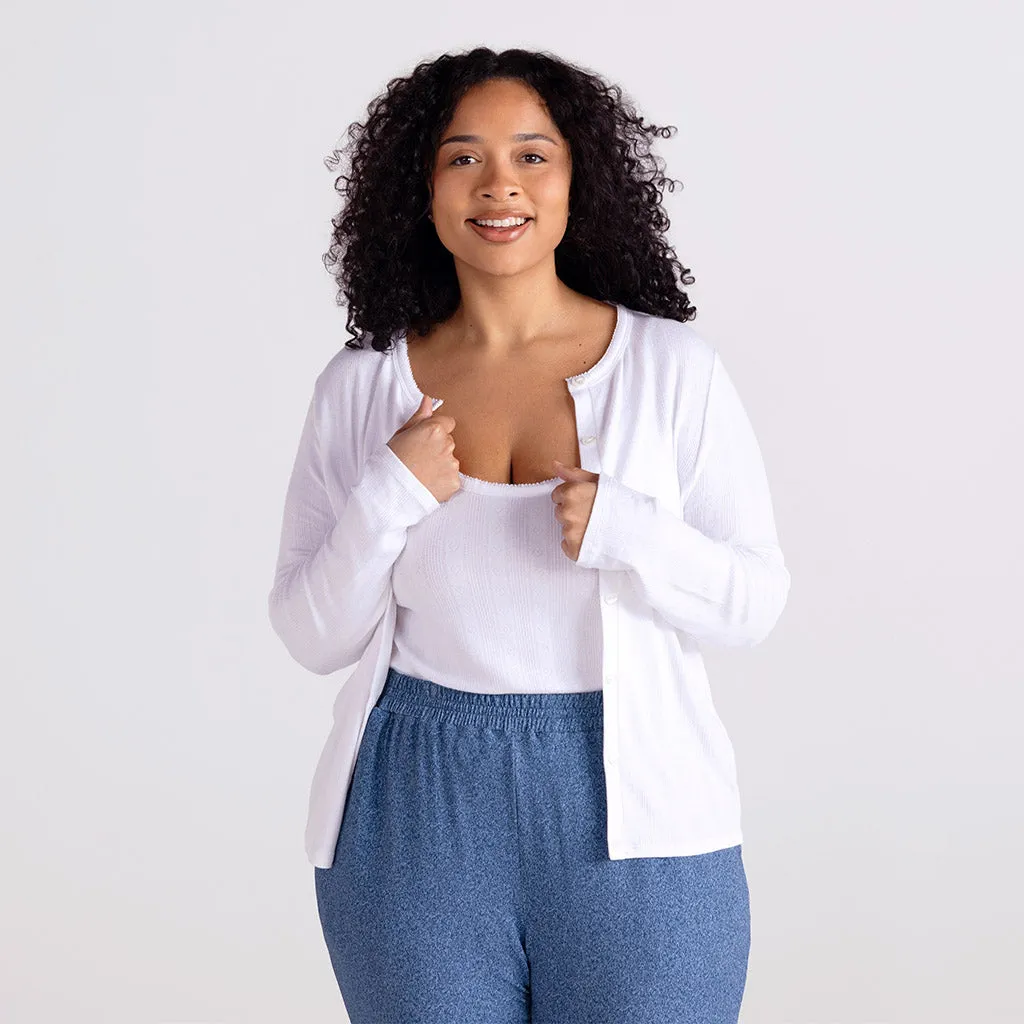 White Pointelle Women's Cardigan