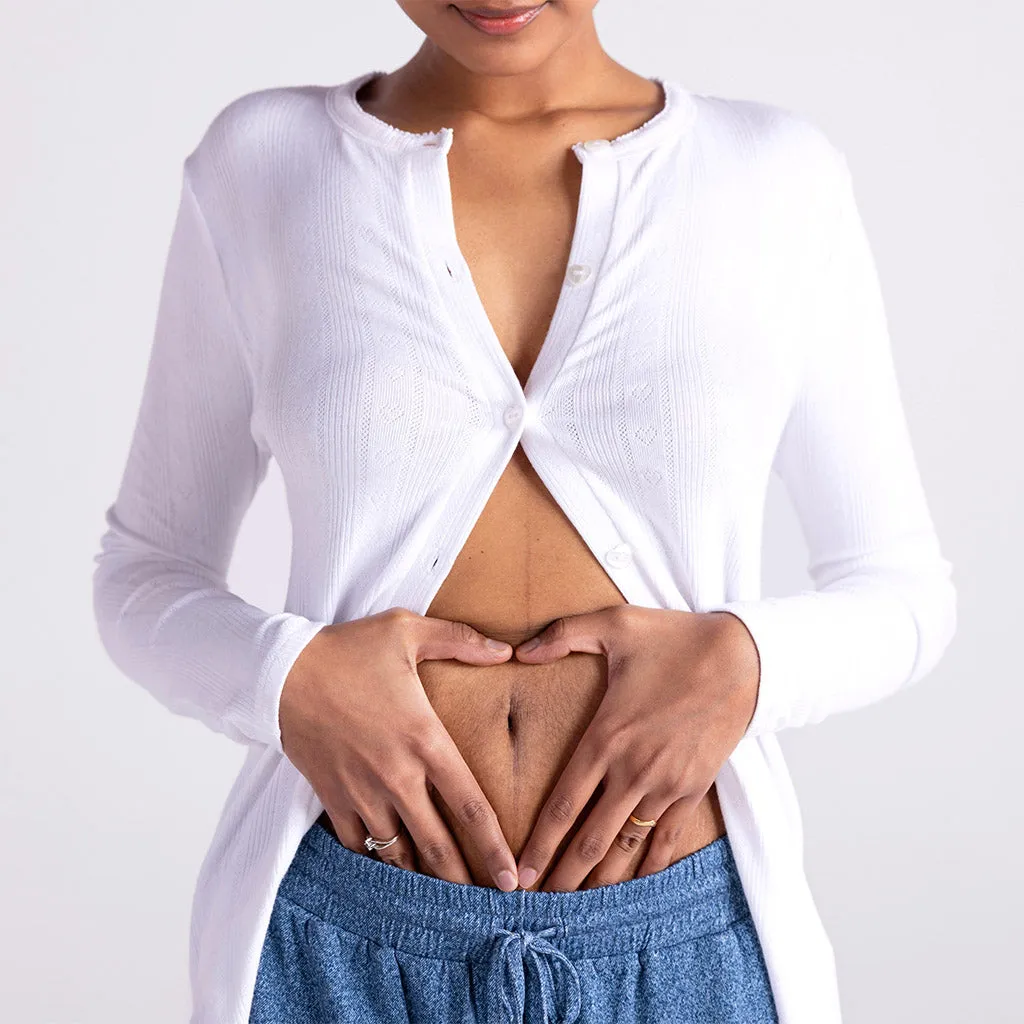 White Pointelle Women's Cardigan