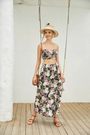 Women's 2Pcs Floral Long Skirt Set