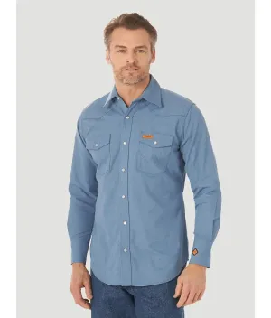 WRANGLER - FR Long Sleeve Western Snap, Blue