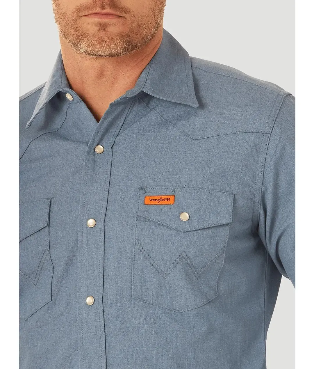 WRANGLER - FR Long Sleeve Western Snap, Blue
