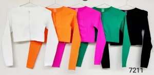 Zip-Up Crop LS